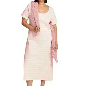 J.Crew Pink Striped Short Sleeve Cotton Maxi Dress Size Small